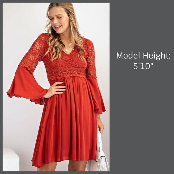 Easel "Sultry Dance" Boho Mini Dress Crochet Lace Fitted Bodice & Slinky Skirt - Picture 3 of 14